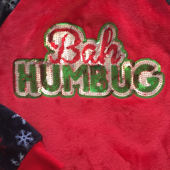 Ugly Christmas Sweater Red Black Bah Humbug - Picture 2 of 6